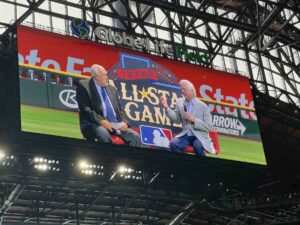 Rob Manfred, Rangers legends reveal 2024 MLB All-Star Game logo at